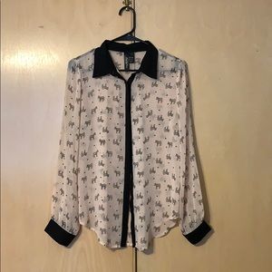 Zebra print sheer blouse, Size L